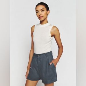 NWT Reformation Mason Linen Short- Slate Gray - Size 8